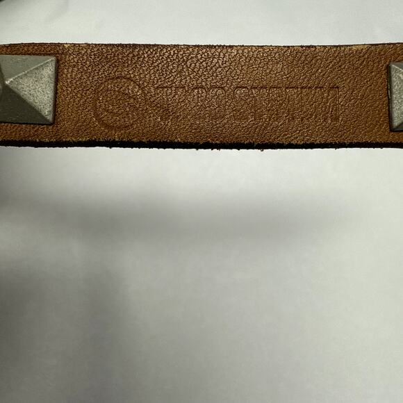 Tago System Dress Belt Brown Leather Studded Silver Buckle Womens 32 VTG Classic - Picture 2 of 11